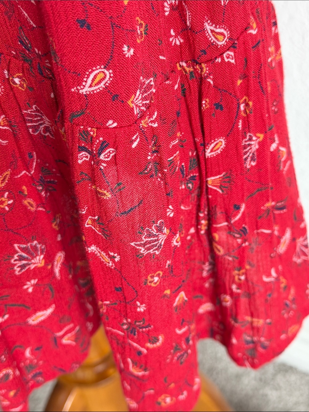 Old Navy Red Long-Sleeve Floral Midi Dress - Picture 7 of 10